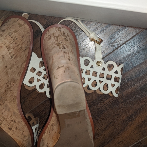 Tory Burch Nori White Leather Wedge Sandal 8.5 - Picture 10 of 13